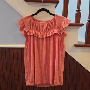 LuLaRoe Small Coral Stasha Ruffle Top